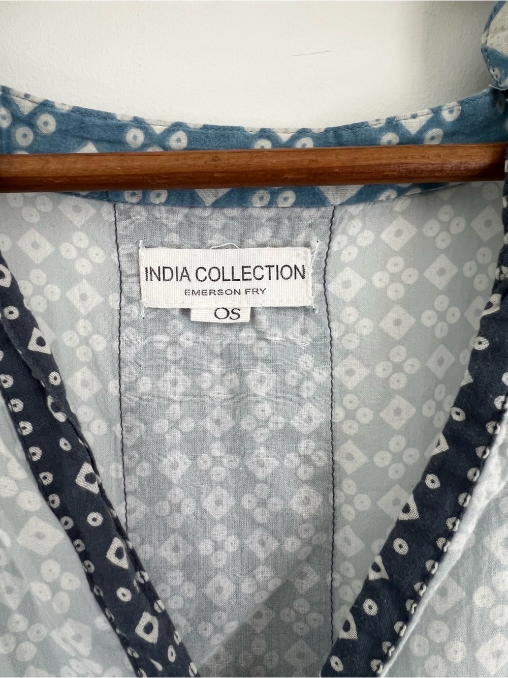 Emerson Fry India Collection Cerulean Organic Cotton Caftan OS - Picture 3 of 5
